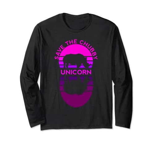 Save The Chubby Unicorn Rhino Retro Colores Mujeres Hombres Niños Manga Larga