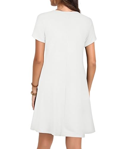 Image of JOLIGAL Summer Dresses for Women Casual Short Sleeve Sundress Scoop Neck Beach T Shirt Dress with Pockets 2026