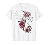 17TINK00003A-004 Disney Peter Pan Fée Clochette Aquarelle Portrait Floral T-Shirt