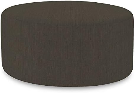 Howard Elliott Collection Universal Round Ottoman with Cover, Multipurpose Padded Side Table, Footstool and Circular Seating Ottoman for Living Room, Office and Bedroom, 36 Inch, Sterling Chocolate