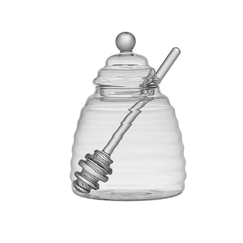 Barattolo per miele in vetro trasparente di grande capacità con spatola e coperchio in vetro alveare barattolo per miele per casa festa di nozze utensili da cucina