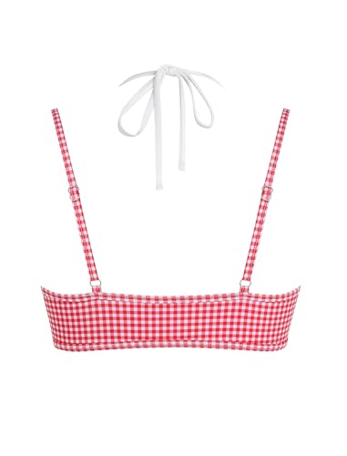 Image of ZAFUL Women's Polka Dot Bikini Tops Double Layer Halter Swimsuit Top Color Block Bathing Suit Top Only
