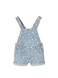 Kurze Jeanshose Vertbaudet Mädchen Jeans-Latzshorts Bleached geblümt 128
