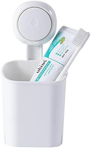 TBM Toothbrush Holder Wall Mounted - Electric Toothbrush Holder No Drill Suction Cup Toothbrush Caddy - Multipurpose Bathroom Accessory White Cup
