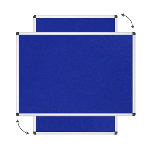 VIZ-PRO Notice Board Felt Blue, 36 X 24 Inches, Silver Aluminium Frame