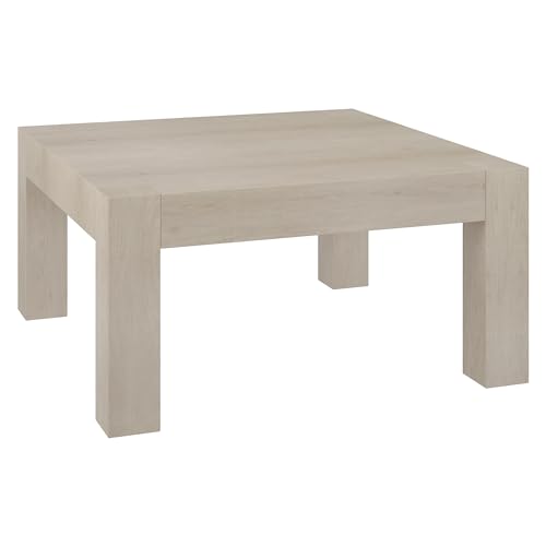 Henn&Hart 34' Square Coffee Table with Wood Top for Living Room, Family Room, Office, or Apartment, Beech White