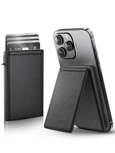 GAOCHALE Magsafe Wallet, Pop Up Magnetic Wallet with Adjustable Stand, Premium RFID Blocking, for iPhone 15/14/13/12 Series, 6 Card Holder, Black