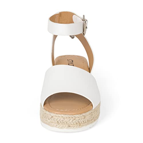 STYLISH S Gloria-IIS ~ Girls Single Band Open Toe Platform Wedge Espadrille Studded Sandals Adjustable Ankle Buckle4