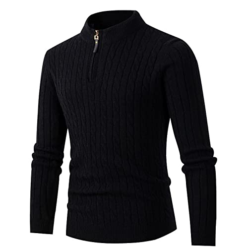 Mens Quarter Zip Sweaters Long Sleeve Half Turtleneck Lightweight Casual Knitted Fashion Slim Fit Pullover Sweaters2