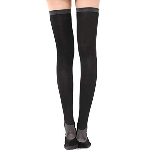 Haifly Women's Slimming Compression Stockings Sleeping Overnight Thigh High Leggings Socks Open Toe Socks, black, One size