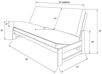 Full Size Futon Frame Set - Convertible Sofa Bed for Living Spaces Frame Only