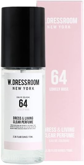 No.64 Lovely Rose Living Clear Perfume, Body Mist & Fabric Spray for Clothes, Bedding & Room, Water-Based, Travel Size 2.36 oz