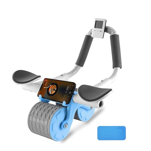 2026 Upgraded Ab Roller Wheel with Knee Mat &Timer - Automatic Rebound Abdominal Wheel with Elbow Support Abs Workout Equipment for Core Strength Training Ab Exercise Roller for Women Men