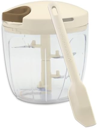 Bunbun Chopper Spatula Set, Chopper, Washable Lid (Bunbun Chopper 5S, Enhanced Edition, Spatula Set (Cream))