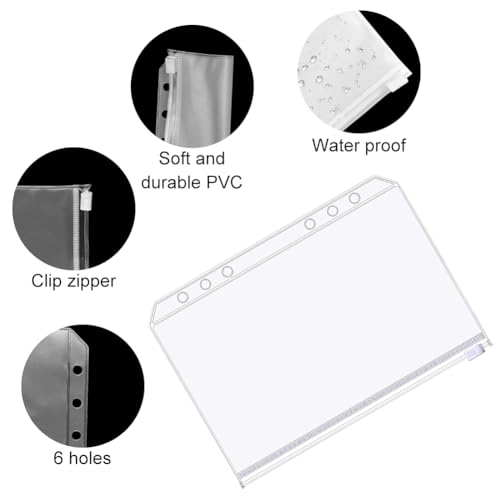 20Pcs Cash Envelopes, PVC Zipper Folders, Budget Binder Pockets, Plastic Notebooks, for Money Cards, Photos - Image 3