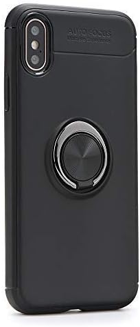 FinooCase 360° Rotary Metal Ring Bracket Protective Case Ultra Thin Soft TPU Silicone Scratch-Proof Shockproof Mobile Phone Case Compatible with iPhone Xs Max