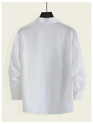 OYOANGLE Girl's Textured Button Down Long Sleeve Shirts Lightweight Plain Collared Blouse2