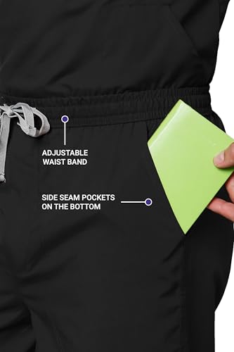 Knya Active Men's 5-Pocket Scrub Suit | Set of Top & Bottom | Half Sleeves | V Neck | Breathable Fabric | Comfortable | Durable | Uniform for Doctors, Nurses and Dentists