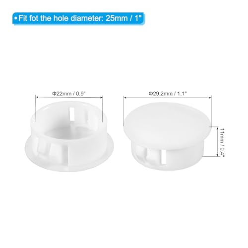 Image of PATIKIL 1 inch /25mm Plastic Hole Plugs, 20Pcs Flush Type Round Hole Plugs Cover Snap in Locking Hole Tube for Table Kitchen Cabinet Furniture, White
