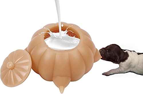 Dcralin Silicone Puppy Feeder with Nipples Bubble Milk Bowl Pet Self Feeding Device for Kittens, Puppies, Rabbits (Brown)