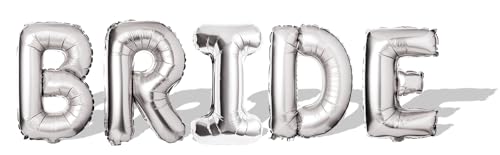 Image of 40inch Silver Bride Balloons - Jumbo Bride to Be Balloons for Bridal Shower Bachelorette Party Decorations and Engagement Party Supplies