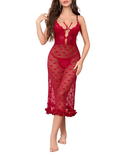 Nuisette femme sexy en tulle doux et broderies cœurs haut de gamme