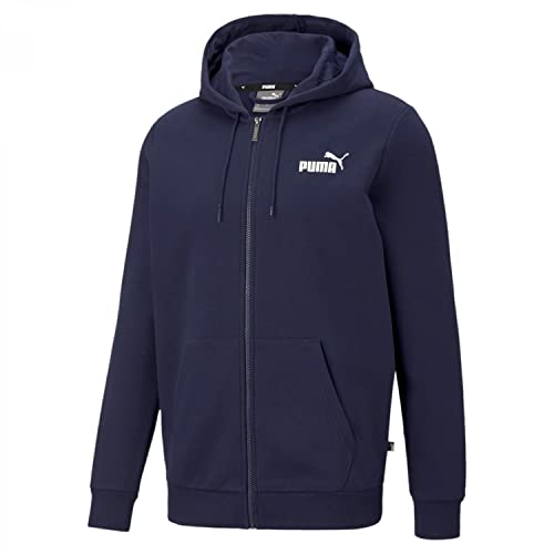 Image of Puma Men's Essentialentials Small Logo Full-Zip Hoodie | Comfortable Cotton-Polyester Blend Jacket with Adjustable Hood & Pockets | Ideal Hoodie Sweatshirt for Workouts, Travel & Casual Wear