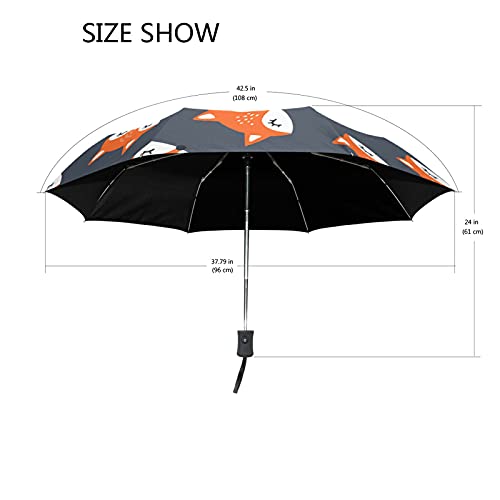 Parapluie pliable automatique renards portable et résistant au vent - 3
