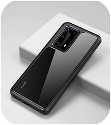 Transparent Shockproof Back Cover PC+TPU Mobile Phone Case for for Huawei P40 pro Accessories-Black-pc TPU