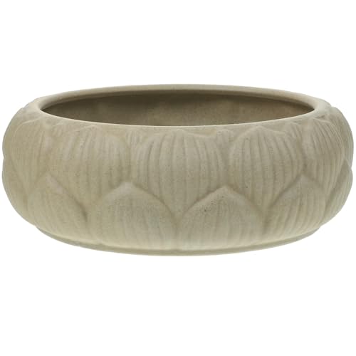 Tofficu Maceta Hidropónica de Cerámica Grande para Nenúfares, Cuenco Estilo Piedra, Jardinera Decorativa para Balcón y Jardín, Maceta de Cultivo para Narcisos y Plantas Acuáticas
