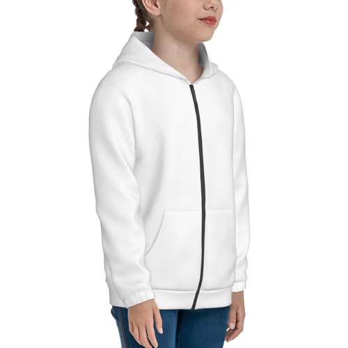 White Kid Hoodies Boys Zip Up Sweatshirts Girls Pullover with Pocket4