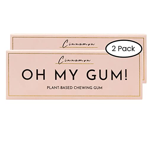 OH MY GUM! Cinnamon Natural Chewing Gum Pack of 2 (10 Pieces/Pack) | 100% Plant Based Aspartame Free Chewing Gum | Award Winning Sugar Free Chewing Gum & Good for Teeth |