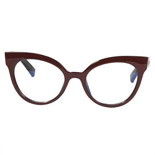 BEISON Womens Cat Eye Mod Fashion Non-Prescription Glasses Frame Clear Lens (Wine red, Clear)