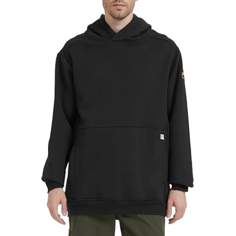 PTAHDUS FR Hoodies for Men, 100% Cotton FR Sweatshirt, 10.5oz Flame Resistant Workwear Clothing for Men (Black, Medium) Cover