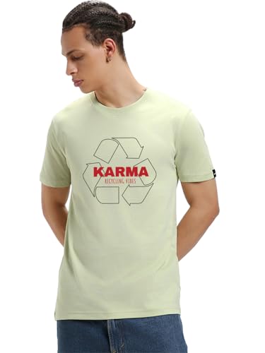 Image of Bewakoof Men's Graphic Printed Regular Fit Half Sleeve Round Neck Pure Cotton T-Shirt