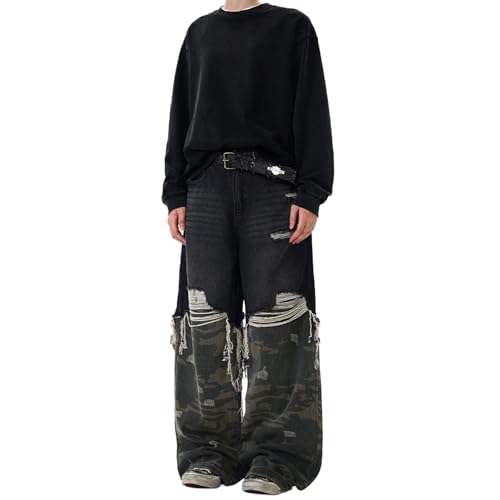 Baggy Jeans Men Distressed Barrel Jeans Men Frayed Wide Leg Streetwear for Skater Denim Pants Grunge4