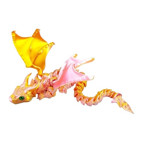 MsiDtsoy 双角ドラゴン 可動モデル 関節可動 置き物 龍 フィギュア おもちゃ 24cm レーザーカラー/蓄光カラー/マットレインボーカラー カラフルグラデーション 目色ランダム ドラゴンモデル PLA 玩具 車載 置物 インテリア雑貨 フィジェッ