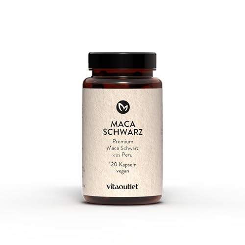 vitaoutlet Cápsulas de maca negra | 120 cápsulas | vegano | Materia prima premium de Perú | Lepidium meyenii | de fabricación propia