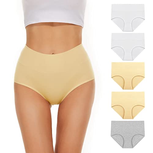TANSTC Lot de 5 culottes pour femme - En coton - Taille haute - Helle2, L, Helle2, L Cover