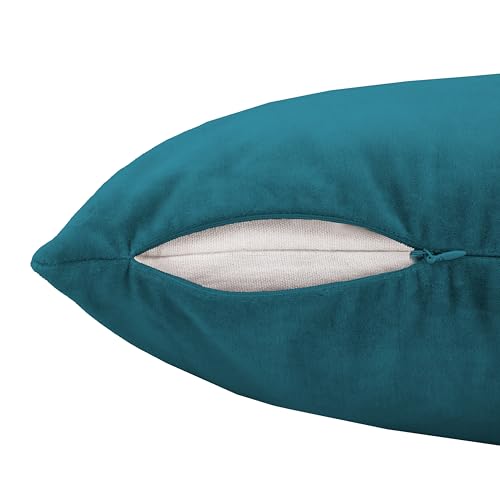 Image of R home Velvet Cushion Cover | Pack of 2 | for Sofa, Bed, Car, Living Room & Chair | Decorative Throw Reversible Cushion Covers (2, Turquoise, 18 X 18 INCH)
