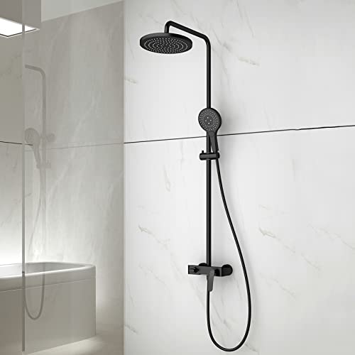 Douche avec pommeau de douche rond et douchette 3 modes pour bain - 3