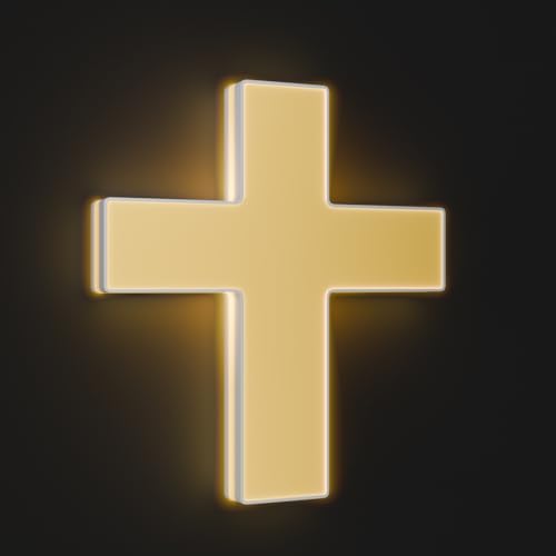 Image of 3D LED Neon Cross Sign, USB-Powered Custom Neon Light with 5-Level Dimmer, 5 Color Options, Decorative Wall Art for Home, Bedroom, Church, Party, and Gifts (9x8 in) (Warm Yellow)