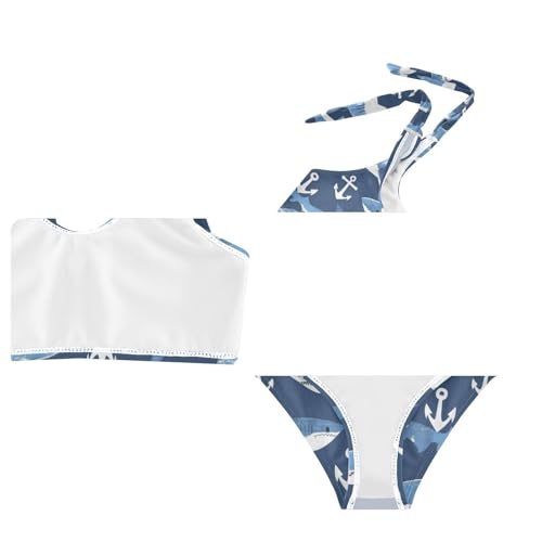 Wusikd Sharks Girls Swimsuits Two Piece White Anchors Swimwear Bikini Set for for Girls Size 3T4