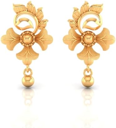 P.C. Chandra Jewellers Floral 22K(916) Yellow Gold Western Drop Earrings for Women