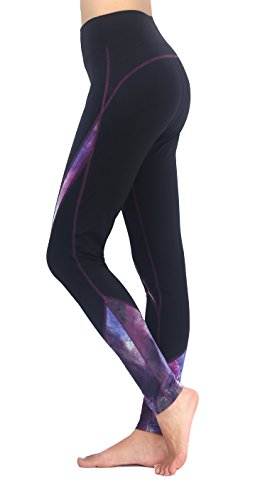 Neonysweets Damen bedruckte Yogahose, aktive Workout-Leggings, Stretch-Strumpfhose, Schwarz/bedruckt, L