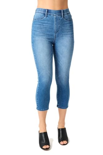 Judy Blue Women's High Rise Cool Denim Easy Pull On Capri Jegging2