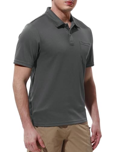 Image of Rdruko Men's Polo Shirts Short Sleeve Quick Dry Outdoor Golf Sports Shirts with Pocket