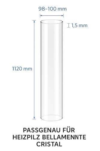 APANA Glasröhre Glas Tube Heizpilz Bellamente Cristal Länge 1120 mm Durchmesser 98 mm