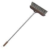 ORFOFE Escoba de Cerdas de Cerda de Cerdo Negras de 90 Cm Mango Largo de Acero sin Pintura Escoba Antiestática para Limpieza de Interiores y Exteriores Pisos de Madera Baldosas y Cemento