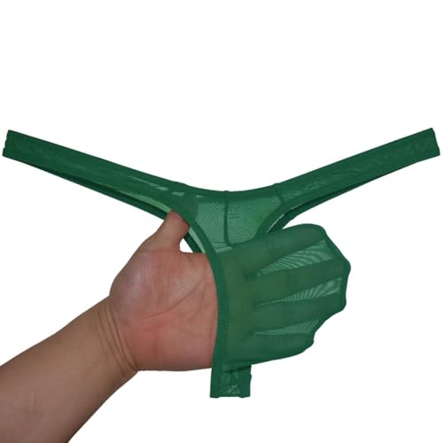 Men's Minimal Coverage Bulge Thong Underwear See-through Mesh Mini Bikini Tangas